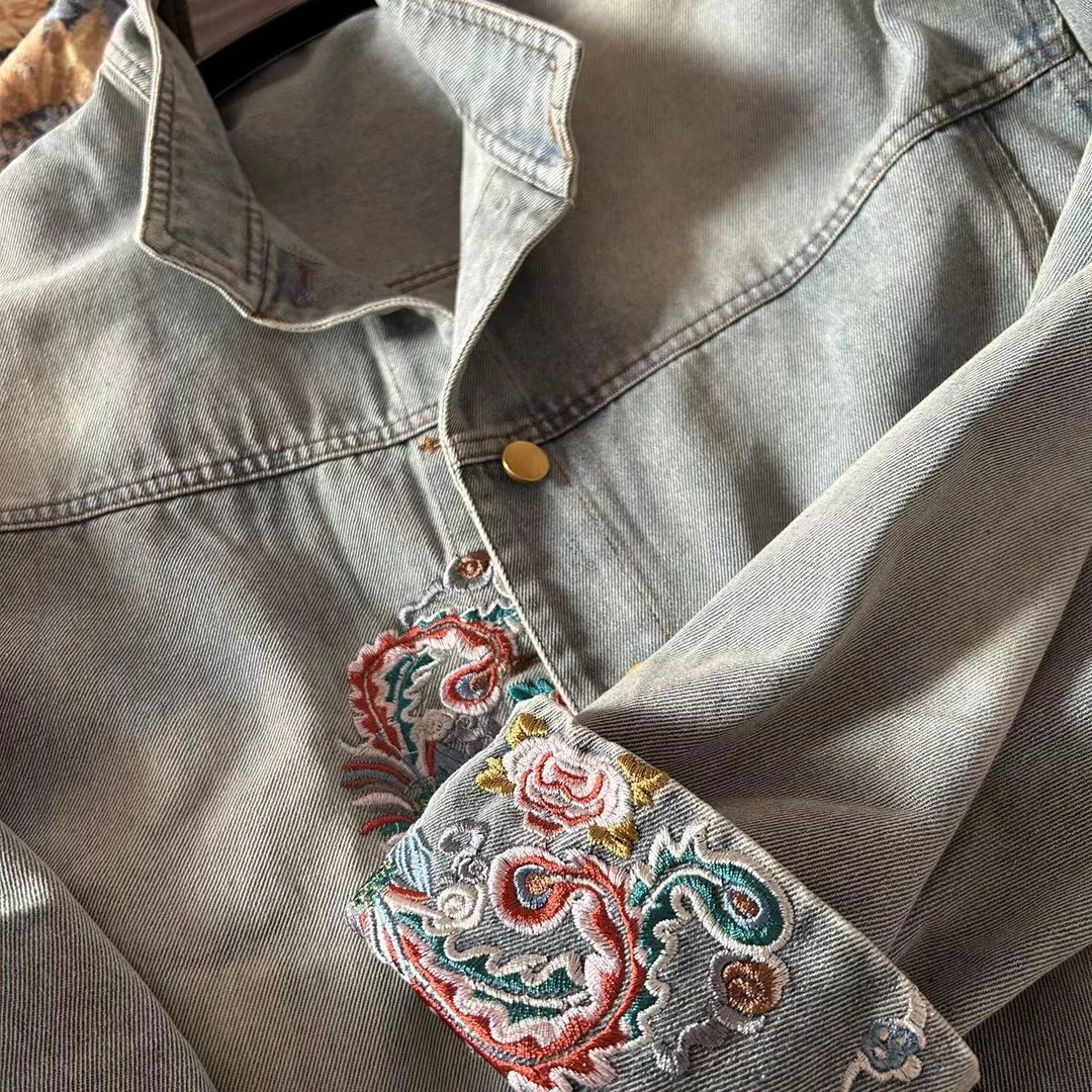 【思思推荐】—‘刺绣牛仔外套’国风复古新中式百搭牛仔马甲