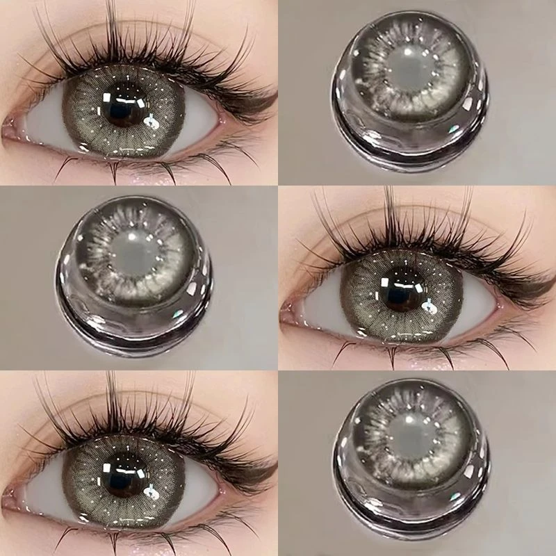 OVOLOOK泰式奶茶灰色半年抛美瞳学生隐形眼镜网红泪光萝莉大眼