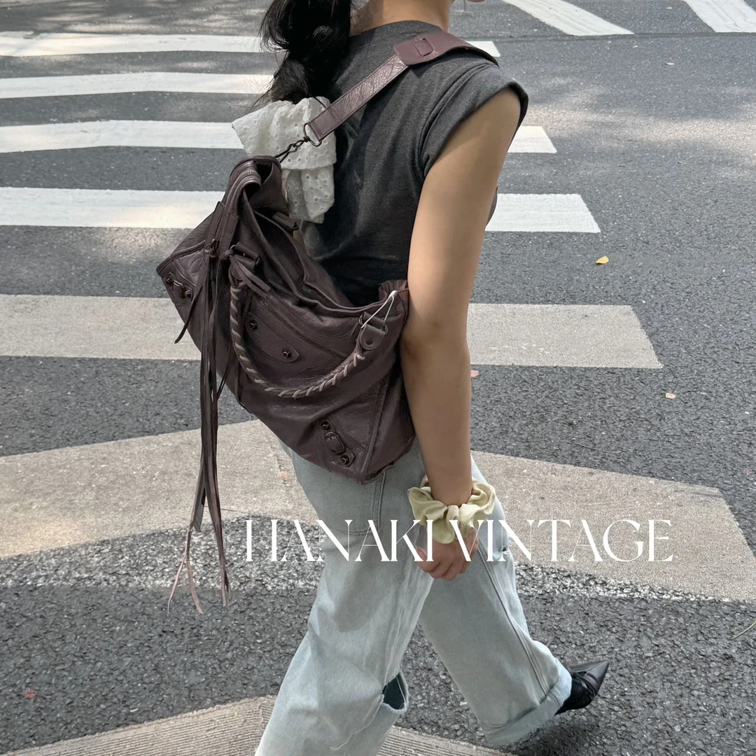 95新 Balenciaga/巴黎世家 花绮二店/巴黎世家葡萄紫city机车包