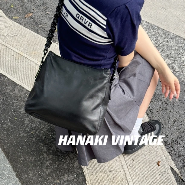 95新 Prada/普拉达 花绮中古/Prada黑色玳瑁链条单肩包/95新