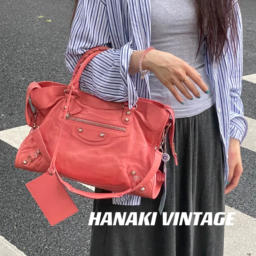 95新 Balenciaga/巴黎世家 花绮中古/巴黎世家粉银机车中号