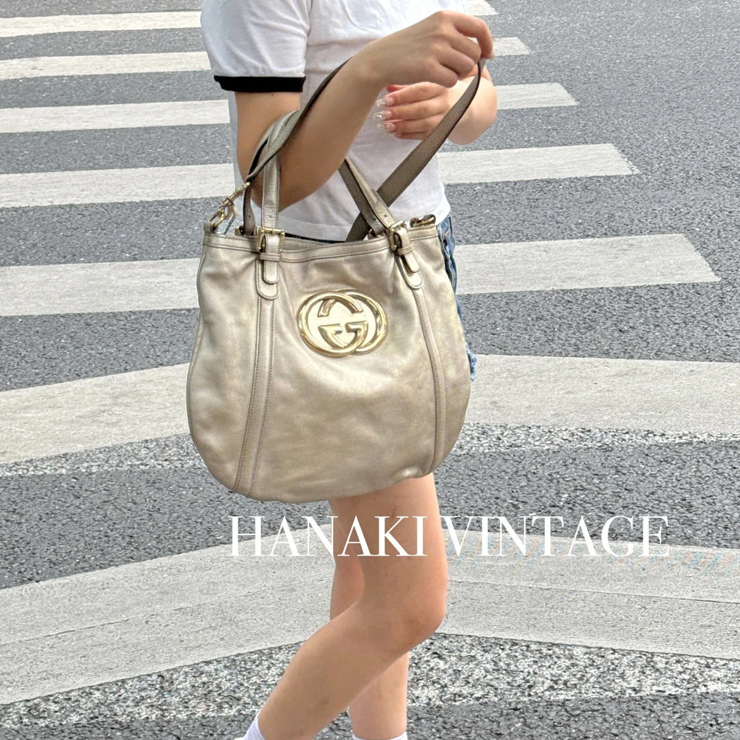 95新 GUCCI/古驰 花绮中古/Gucci银色腋下单肩包/95新