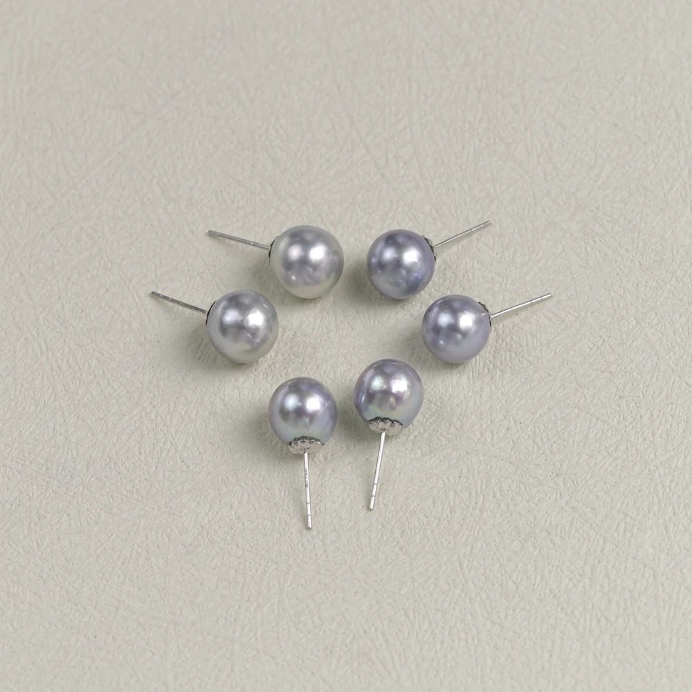 【叭哒不惑】18K金耳钉 8-9mmakoya银蓝海水珍珠（多样性发一）245503