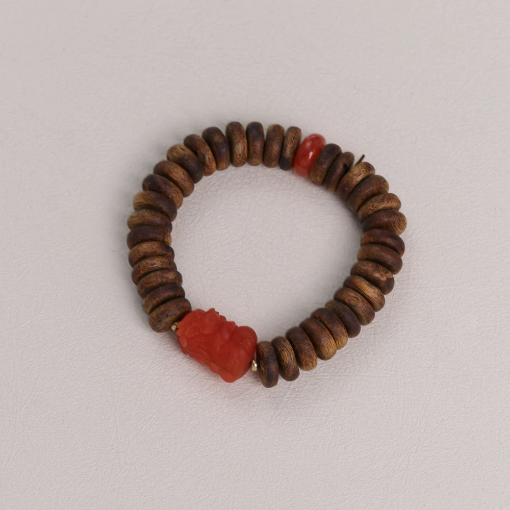 【叭哒不惑】19*14mm南红+11-12mm沉香手串(16手围可带) BG5626