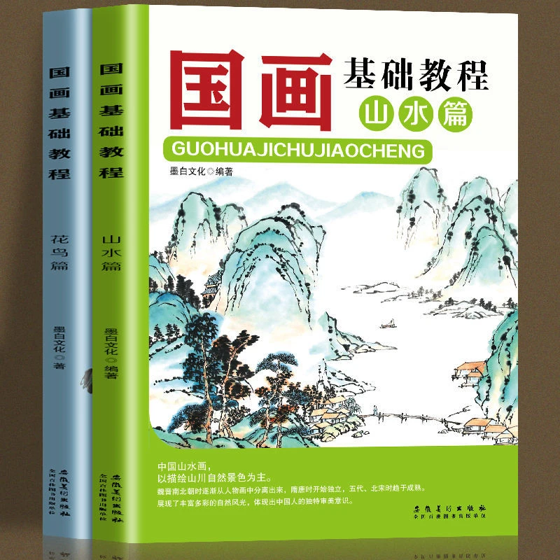 全2册 国画基础教程山水篇 花鸟篇 国画入门 零基础教程美术画