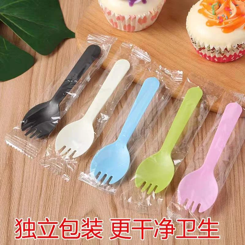 加厚2.3克蛋糕叉子一次性勺子水果 甜品叉勺蛋糕叉勺独立包装