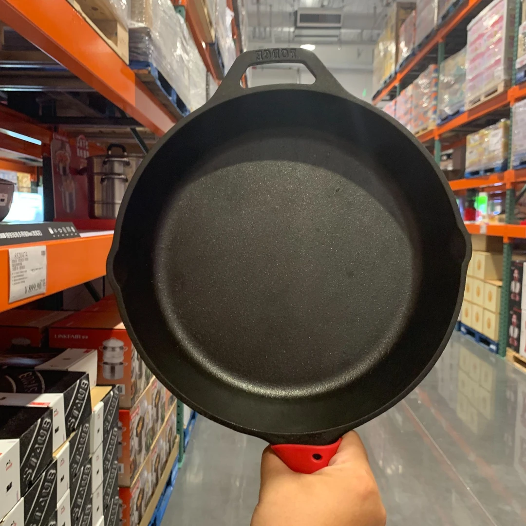 包邮COSTCO美国原装Lodge洛极铸铁煎锅无涂层条纹煎锅牛排不粘锅