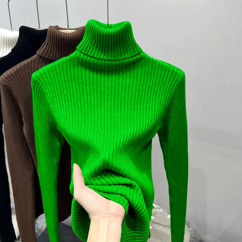 高领打底衫女秋冬洋气2024年新款修身百搭针织衫毛衣内搭女士上衣
