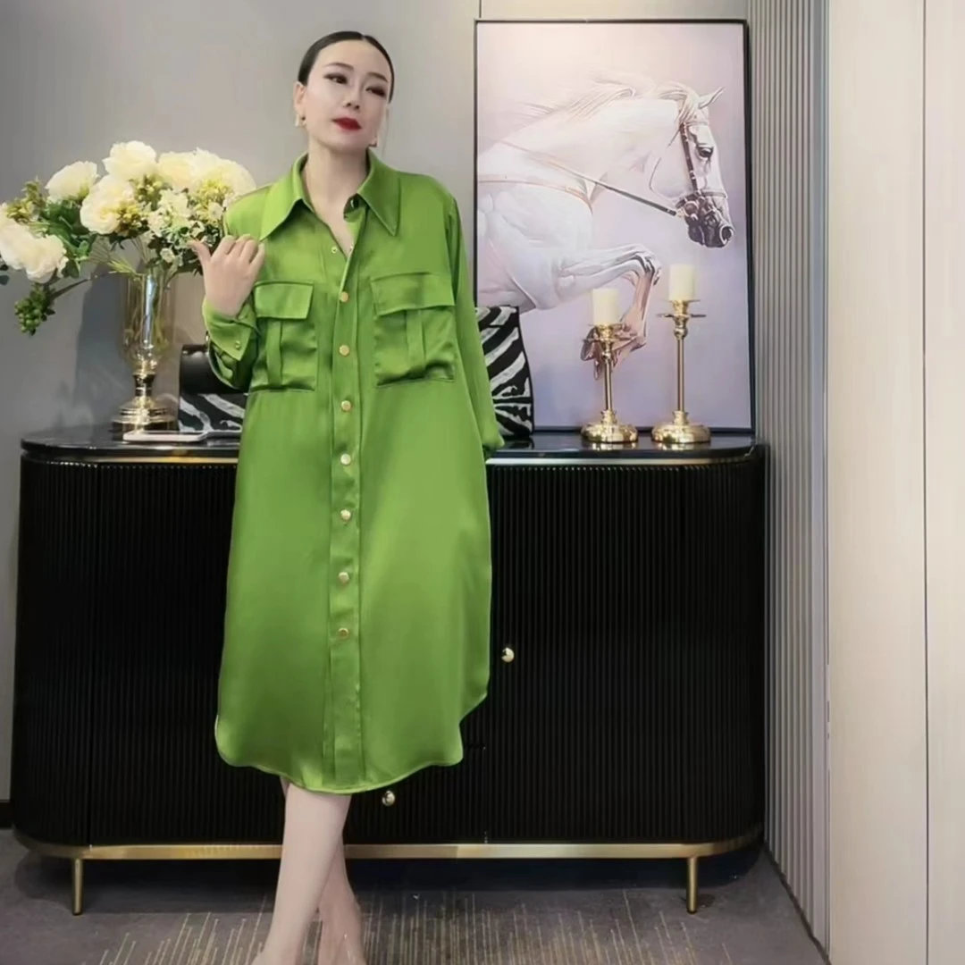 麦子原创质新款女装连衣裙女中长款宽松时尚百搭显高显瘦宽松醋酸