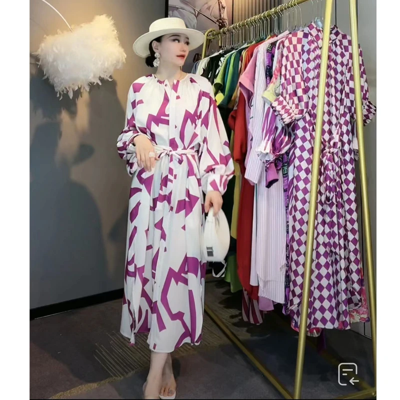 连衣裙女装显瘦气质时尚夏季长款印花洋气轻奢收腰减龄百搭长裙