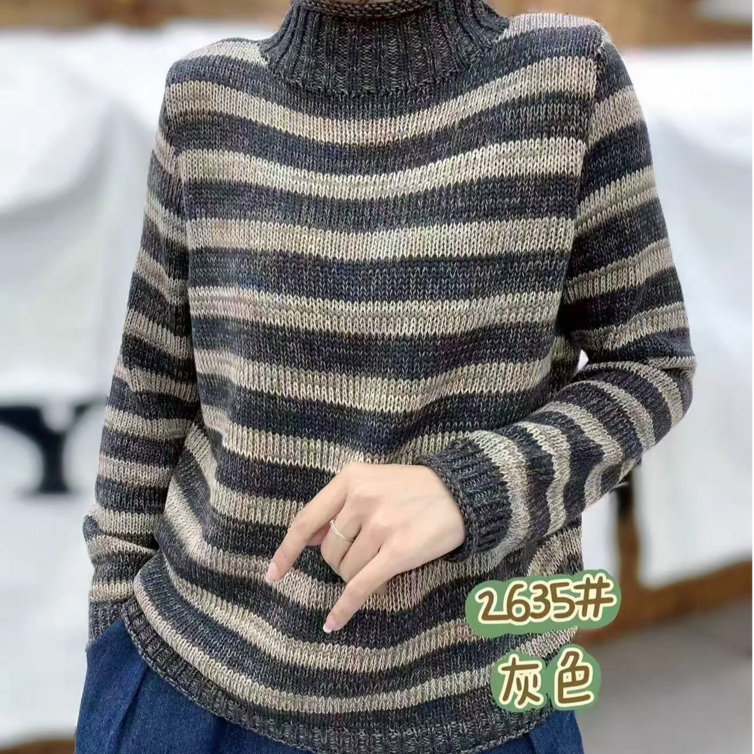 毛针织衫条纹花纹冬季原创设计