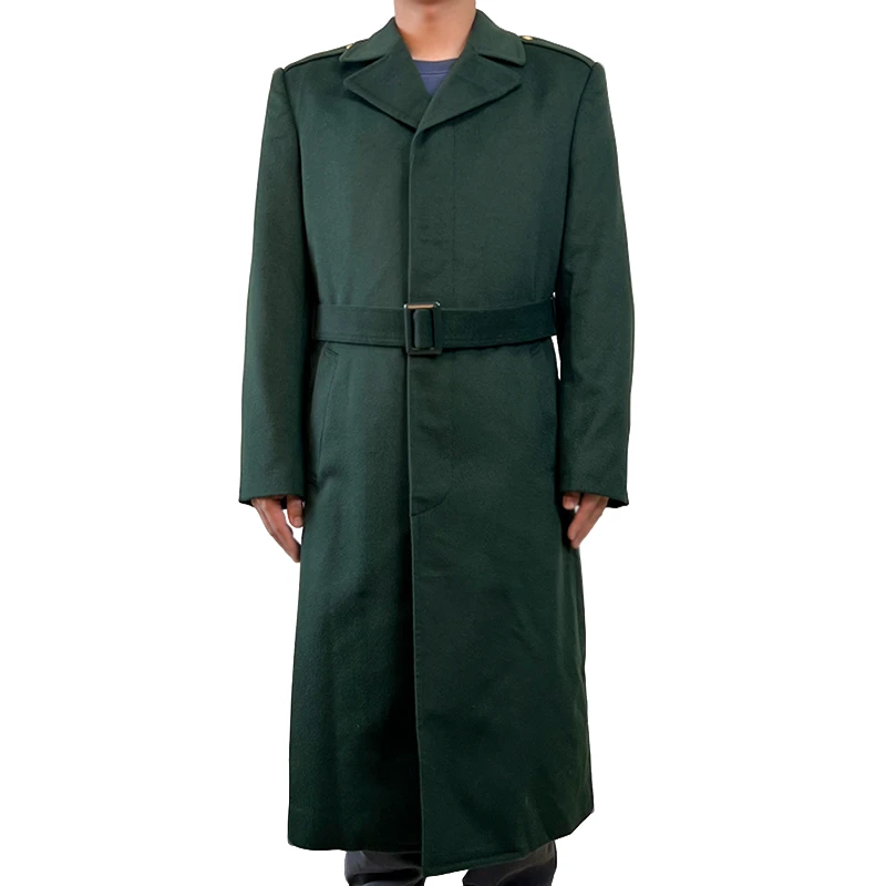 （伍男干）秋冬中长款大衣橄榄绿翻领男士毛呢子大衣