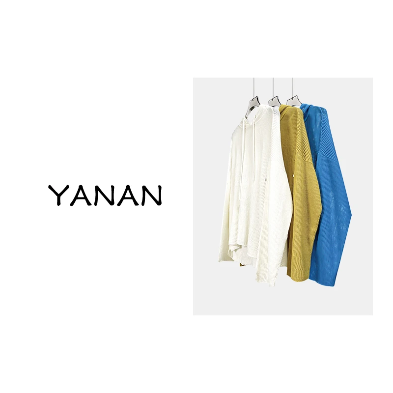 【亚楠本楠】麻纱感镂空针织慵懒风毛衣针织衫连帽针织衫2318