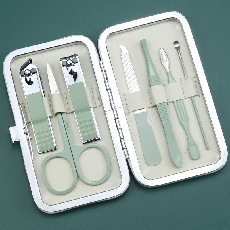 指甲剪套装定制印LOGO指甲刀糖果绿色盒装7件套通用修甲家用便携