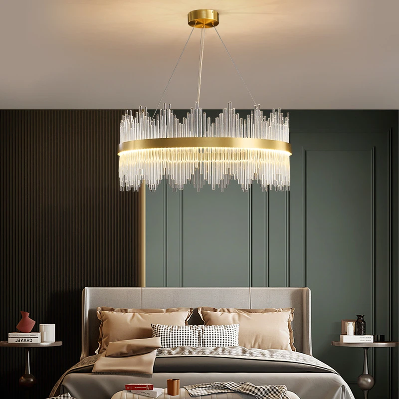 全铜水晶吊灯大气北欧后现代网红新款皇冠餐厅卧室主灯具客厅吊灯