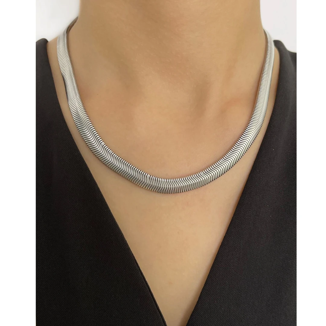 钛钢项链 铂代新款经典【小叶柳钛】简约百搭干练复古蛇骨链不掉色