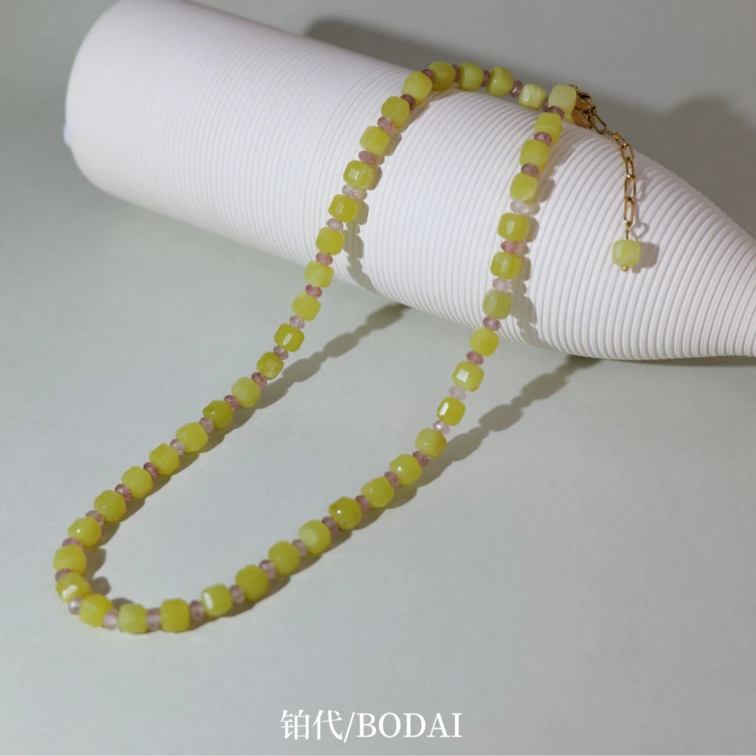 BODAI/铂代 钛钢项链 原创【棠柠】多巴胺糖果色彩石项链小众清新