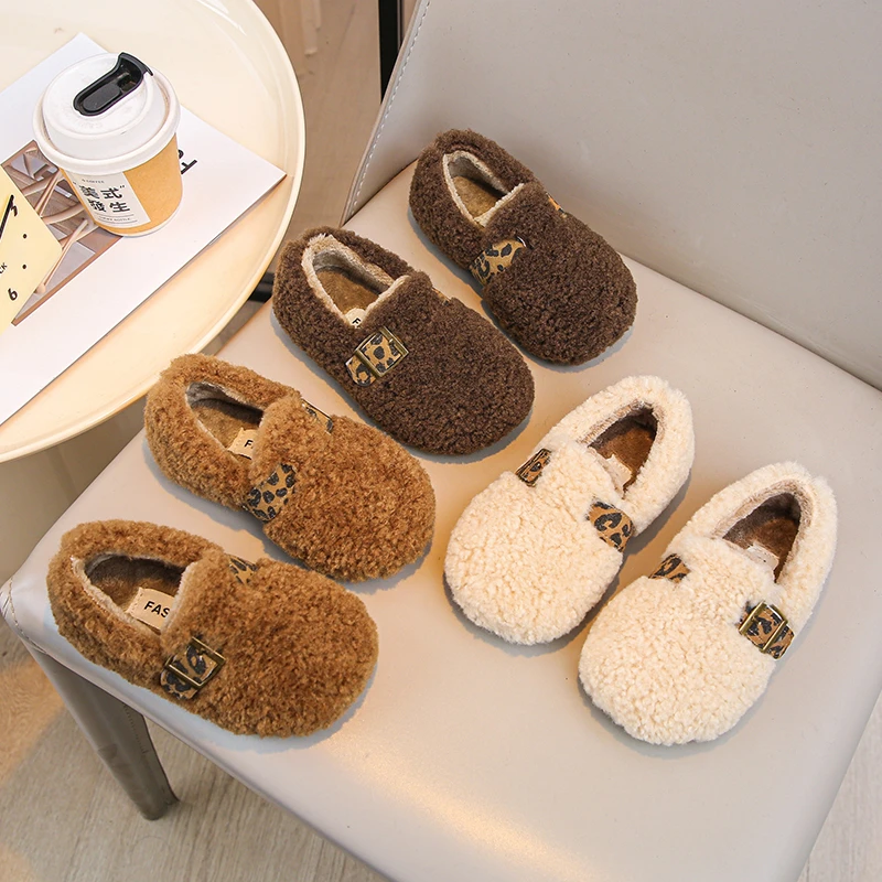 2024新款儿童毛毛鞋冬季加绒保暖女童豆豆鞋小女孩棉鞋宝宝童鞋