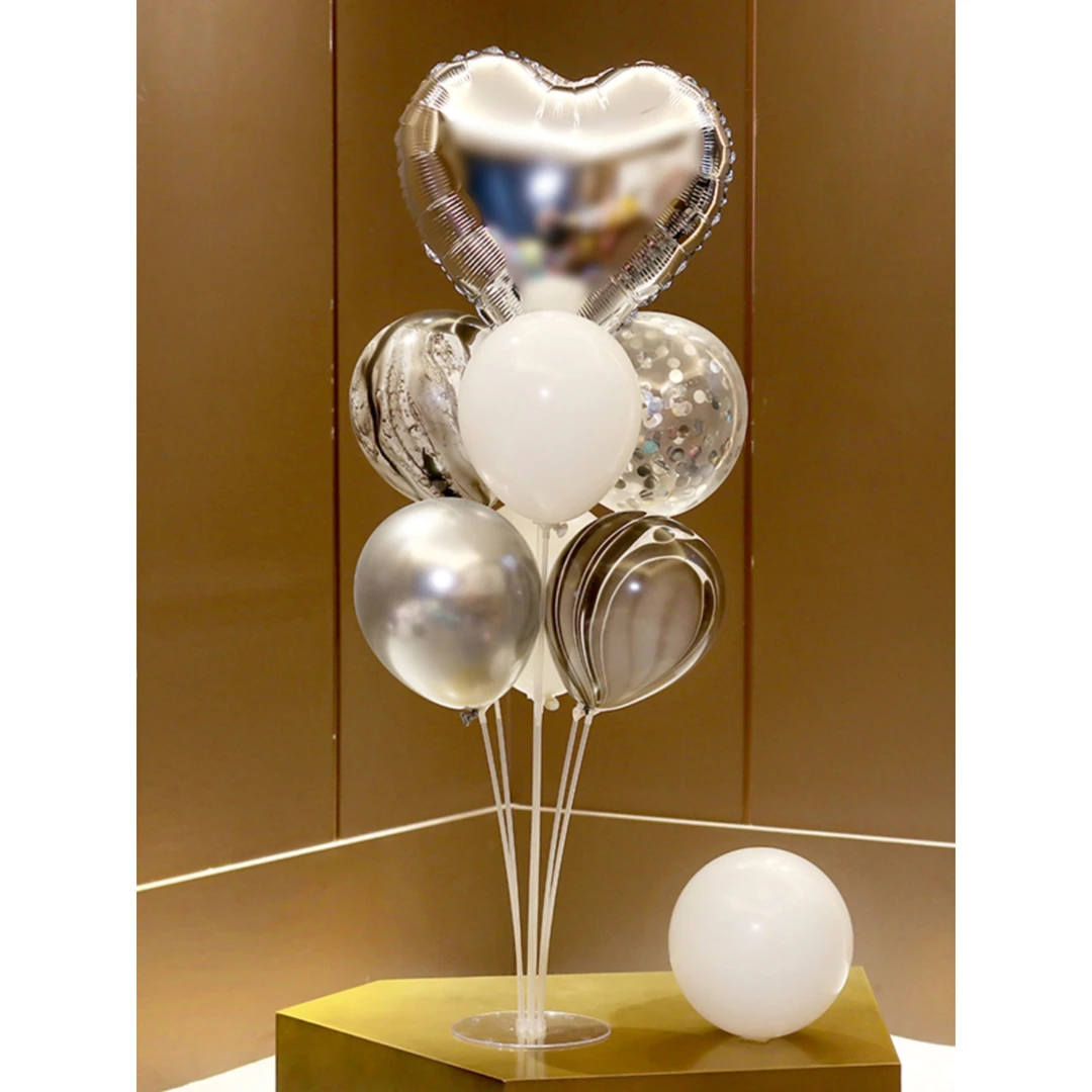 周岁生日快乐派对装饰场景布置气球立柱桌飘男孩地飘汽球银色装扮