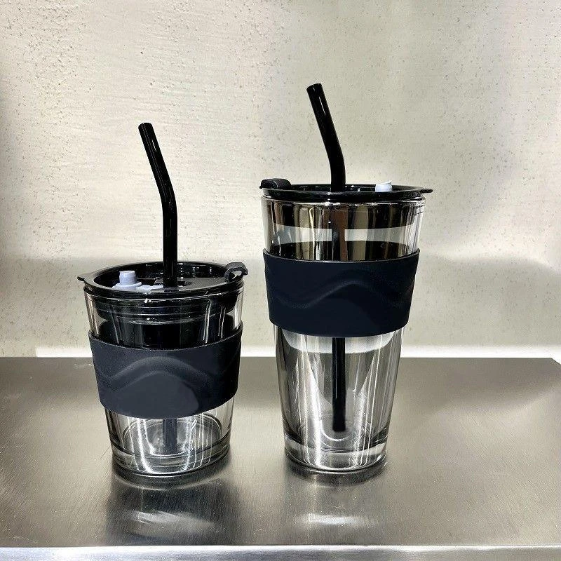 北极光竹节杯高颜值咖啡杯便携吸管杯大容量玻璃杯喝水杯杯子ins