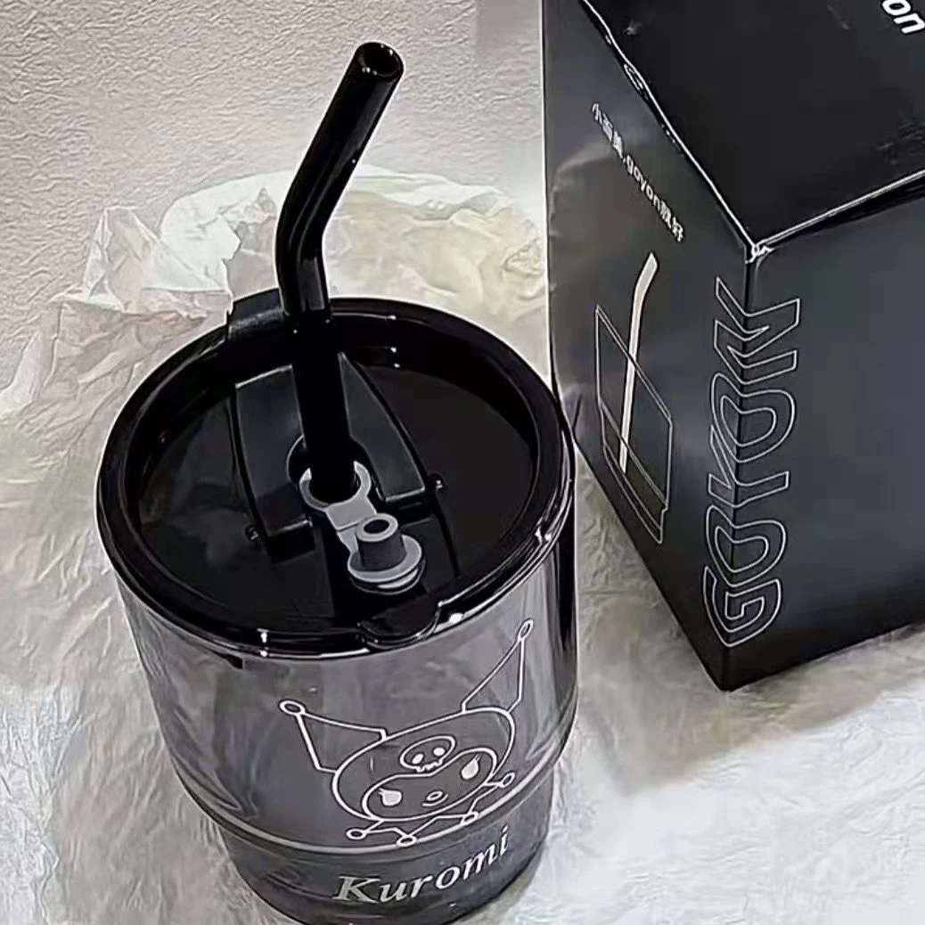 简约小众ins高颜值吸管玻璃杯三丽鸥可爱便携咖啡杯家用喝水杯子