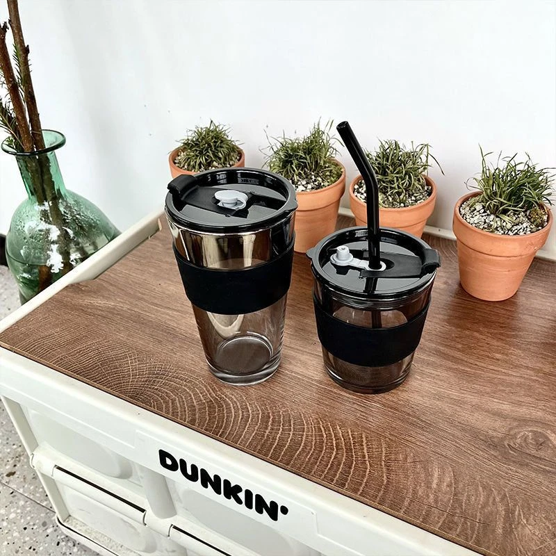【粉丝福利】极光竹节杯ins高颜值大容量玻璃吸管杯时尚咖啡玻璃杯