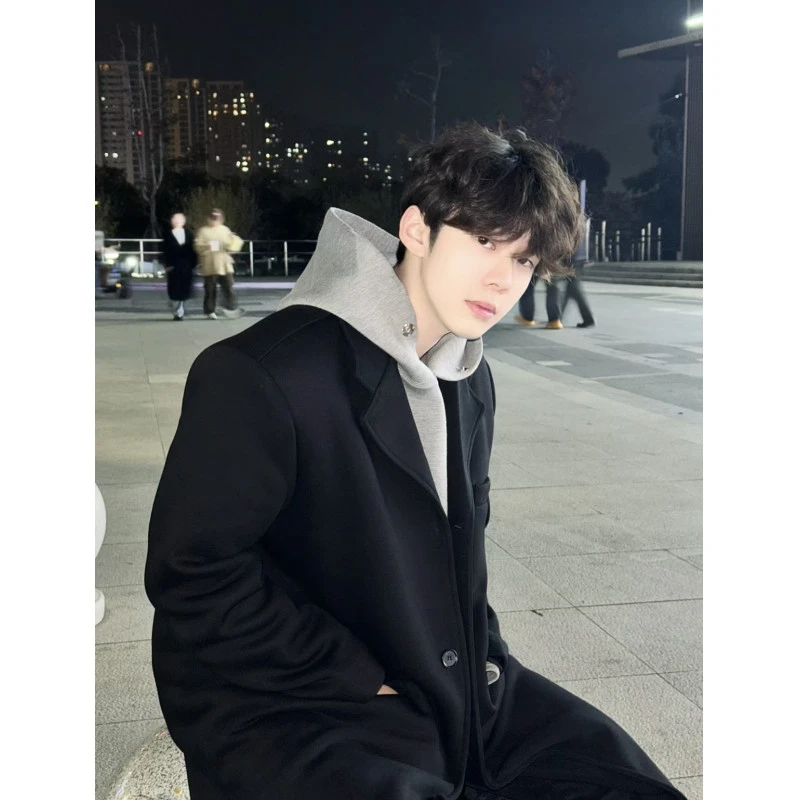 英伦风中长款毛呢大衣外套男冬季高级潮牌德式克苏鲁文职呢子风衣