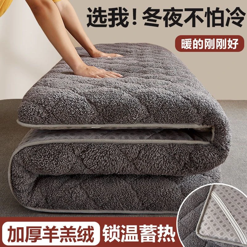加厚保暖羊羔绒床垫软垫家用褥子冬季榻榻米海绵垫子学生宿舍单人