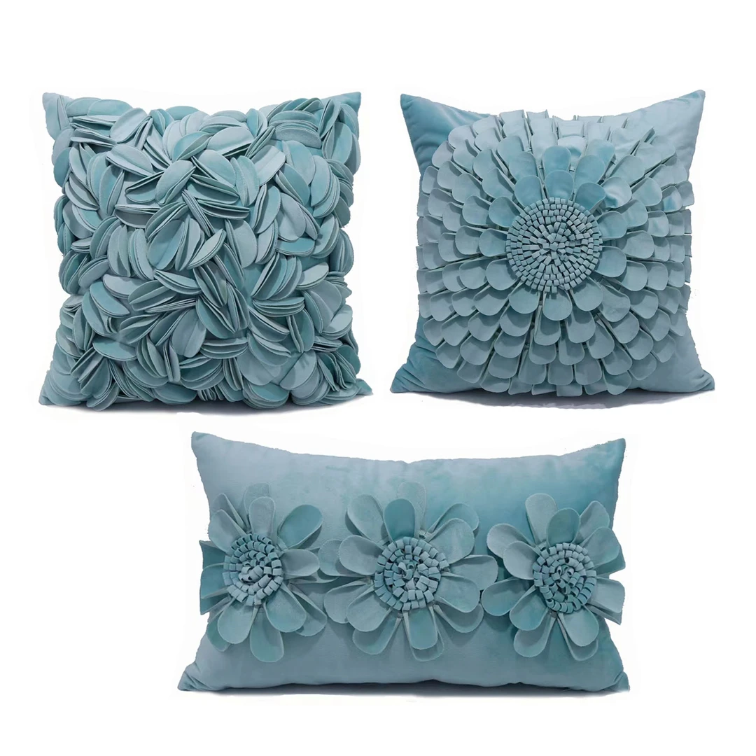 轻奢抱枕简约毛绒枕套纯色靠垫欧式含芯卧室加厚垫腰民宿可拆短毛