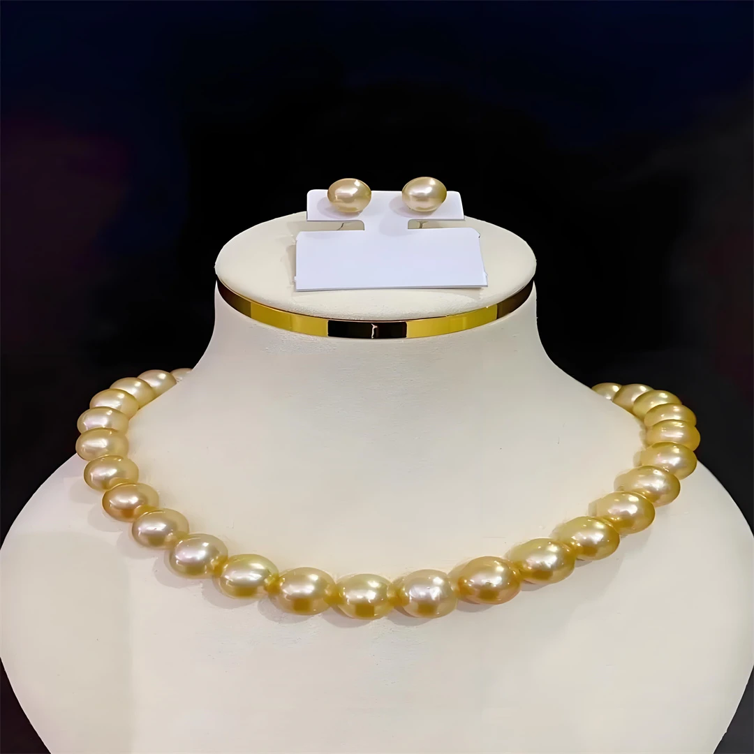 海水珍珠南阳金珠全珠链10-11mm极光