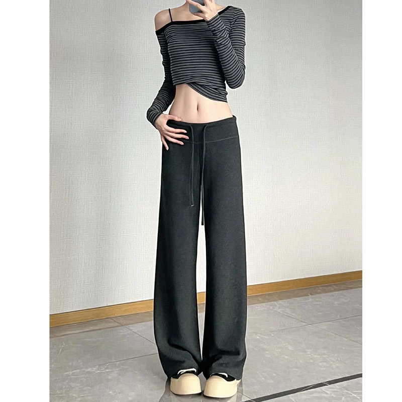 秋冬加绒 高腰显瘦直筒裤 百搭慵懒直筒裤  170