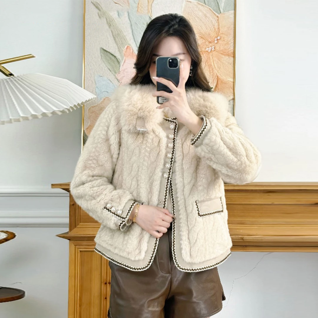 9036【温暖毛领】LQR#一体式小香风短款宽松显瘦女士冬季轻奢外套