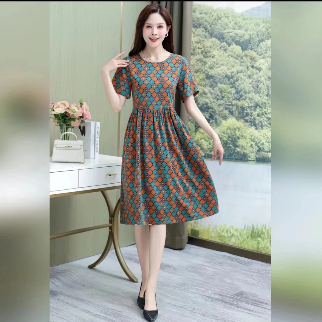 【断码福利石头花】夏款精致韩版遮肉显瘦气质宽松连衣裙