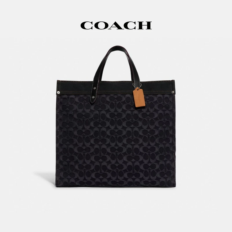 COACH/蔻驰 男士简约潮流百搭经典标志丹宁布FIELD 40号托特包