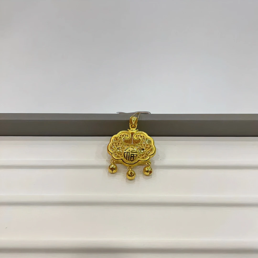 【金源珠宝】足金999.9 祥云锁包精品黄金吊坠
