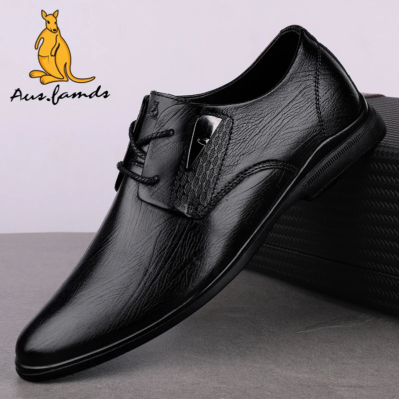 澳洲名袋鼠高端男士真皮休闲皮鞋头层牛皮鞋洞洞透气休闲软皮软底