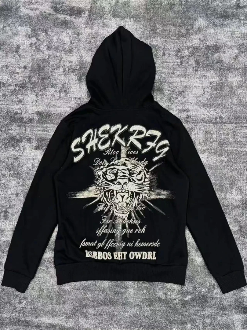 11810长袖黑色立体时尚轻奢老虎重工男女外套休闲设计师潮流