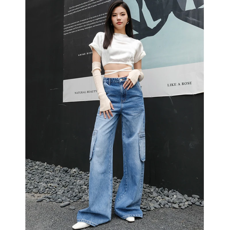 ZUCCOS/ZUCCOS1996系列Bella风美式复古阔脚工装牛仔裤牛仔微喇裤