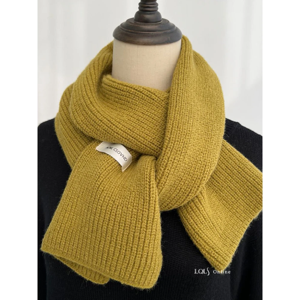 时尚纯色百搭粗线针织围巾女新款冬季加厚保暖护颈小围脖情侣款男