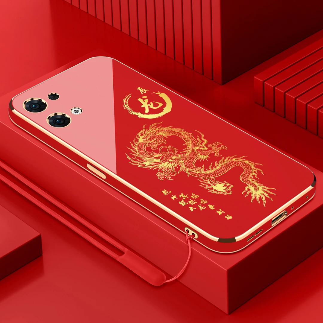 opporeno9pro电镀手机壳十二生肖直边国潮硅胶全包软壳防摔保护套