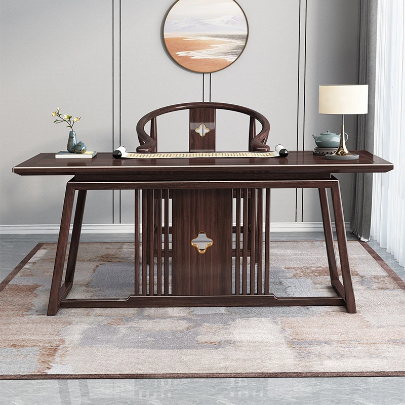 新中式实木书桌紫金檀家用现代老板桌写字台办公电脑桌书法桌920