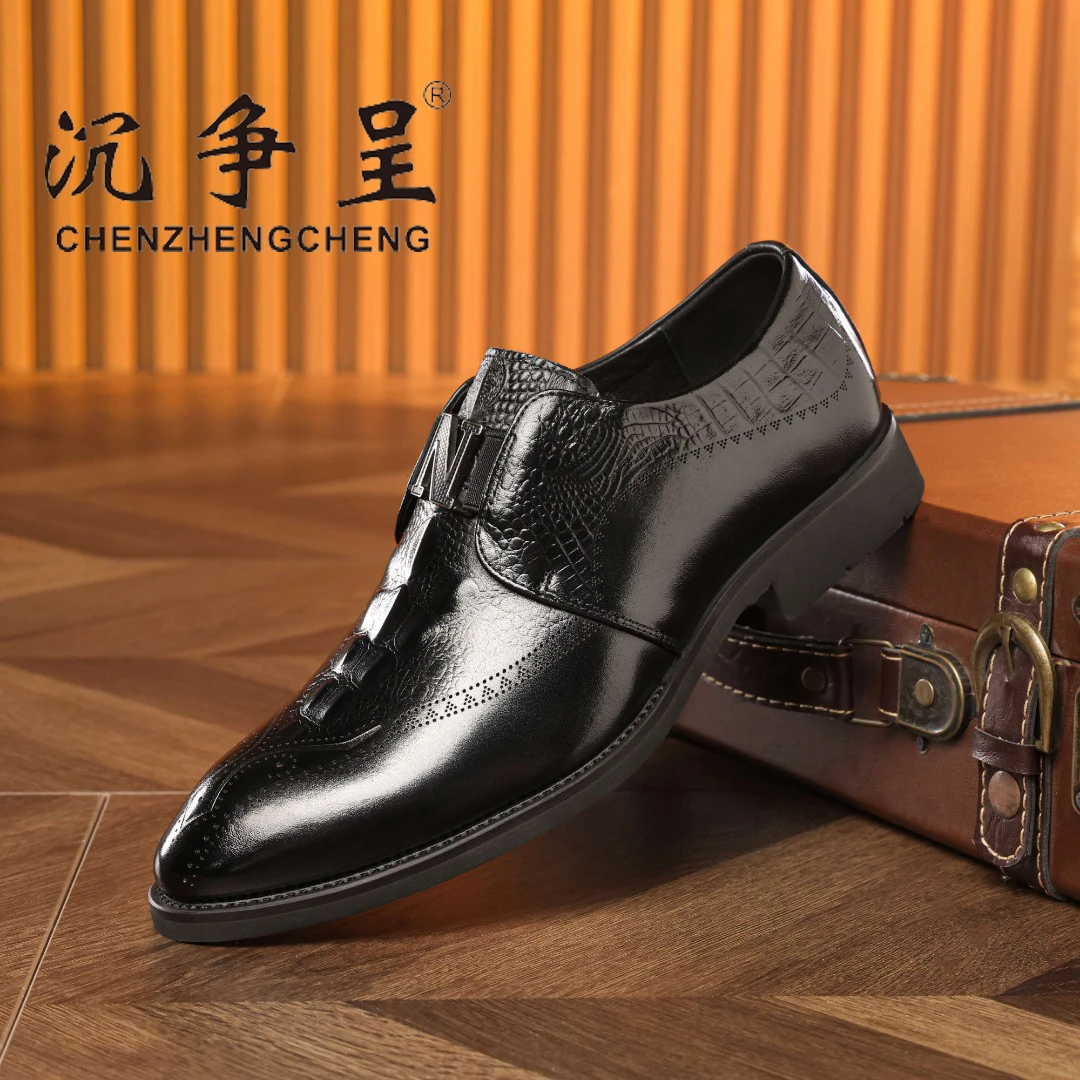 【沉争呈】头层牛皮休闲男皮鞋商务休闲皮鞋软底软面真皮男鞋