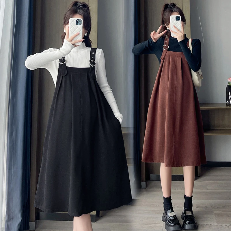 【小婷子】时尚孕妇装春秋季新款吊带裙韩版百搭背带孕妇春装连衣裙