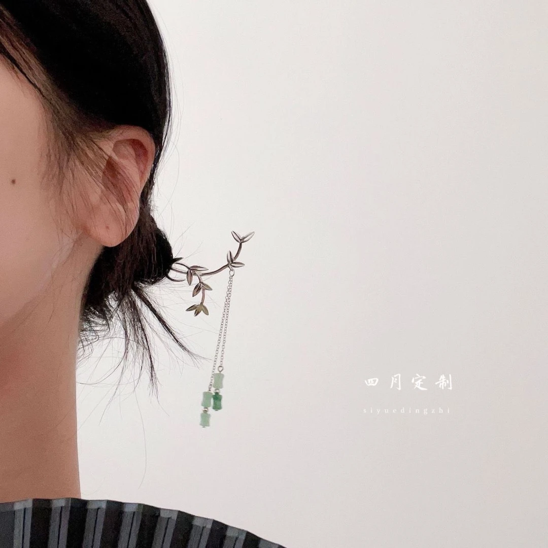 青鹅醉云深雾浅银竹簪汉服后压竹叶簪子流苏步摇古风清冷气质发女