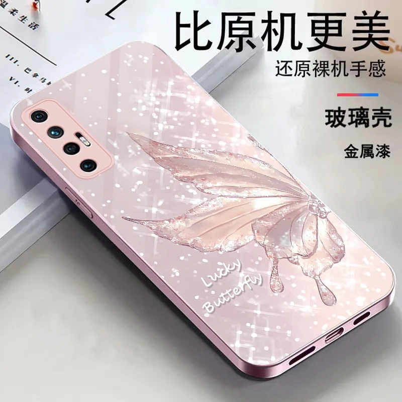 新款【小米10S】春季仙气蝴蝶金属漆玻璃全包防摔手机壳
