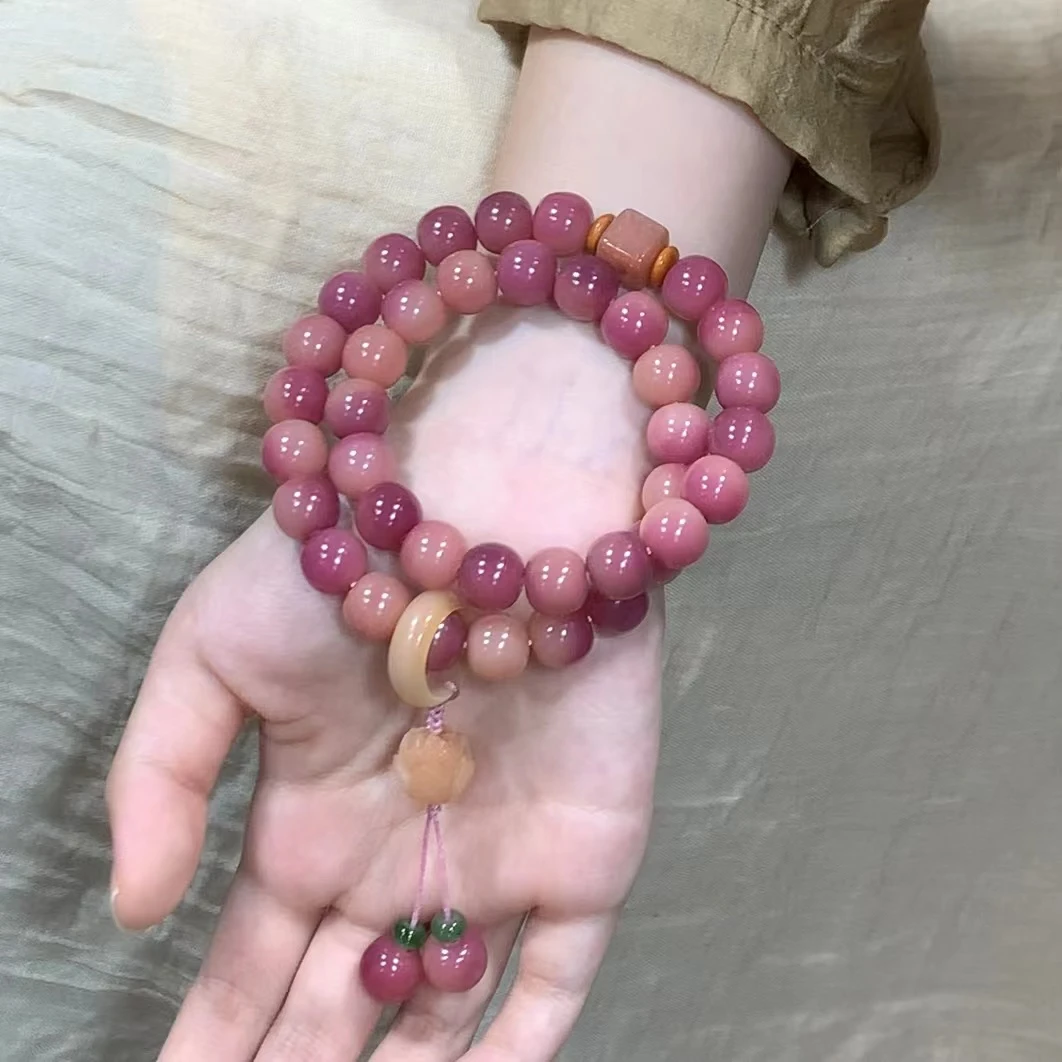 乌梅子酱 原创手作 粉菩提手串手持
