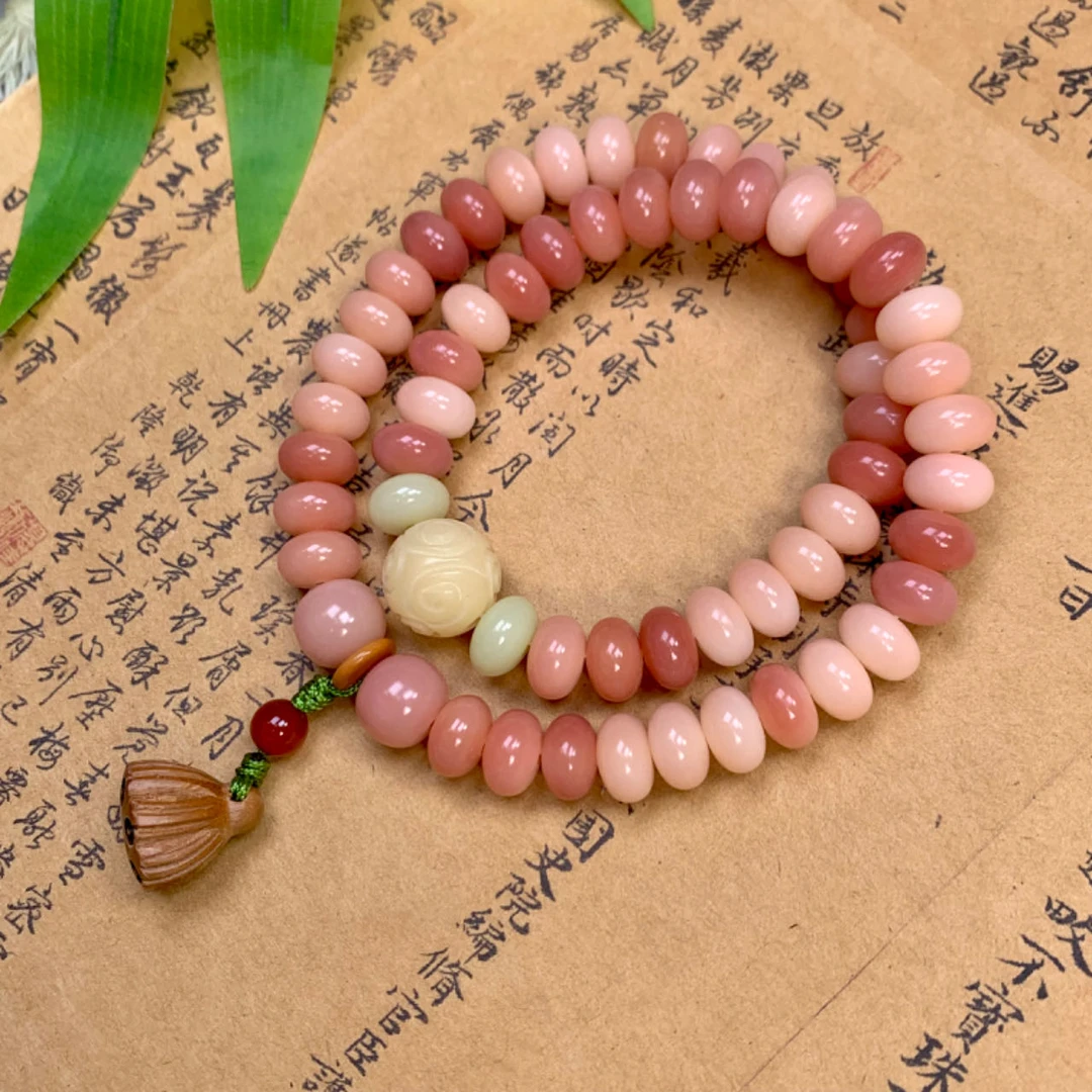莲蓬 荷塘月色 粉菩提手串手持 原创手作