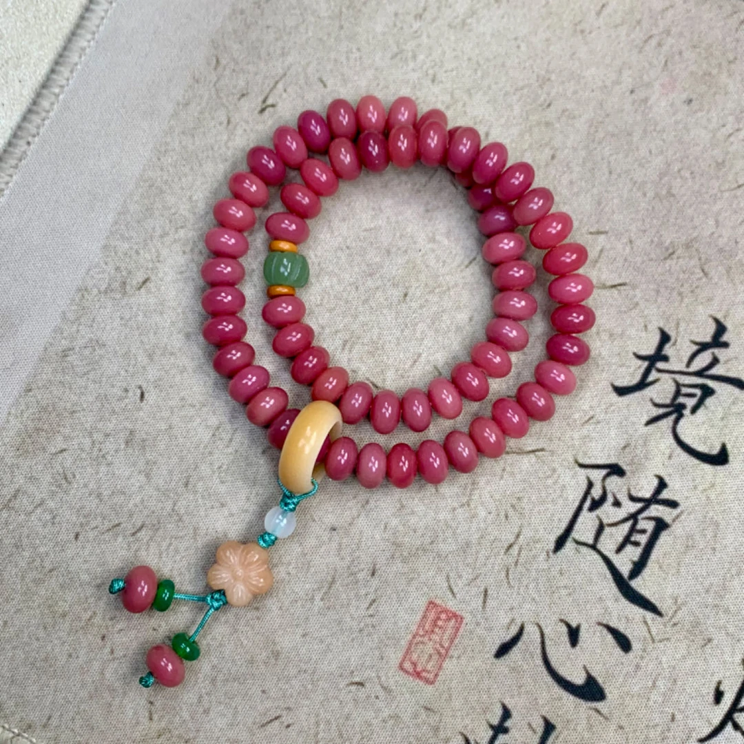 乌梅子酱算盘珠  粉菩提手串手持 原创手作