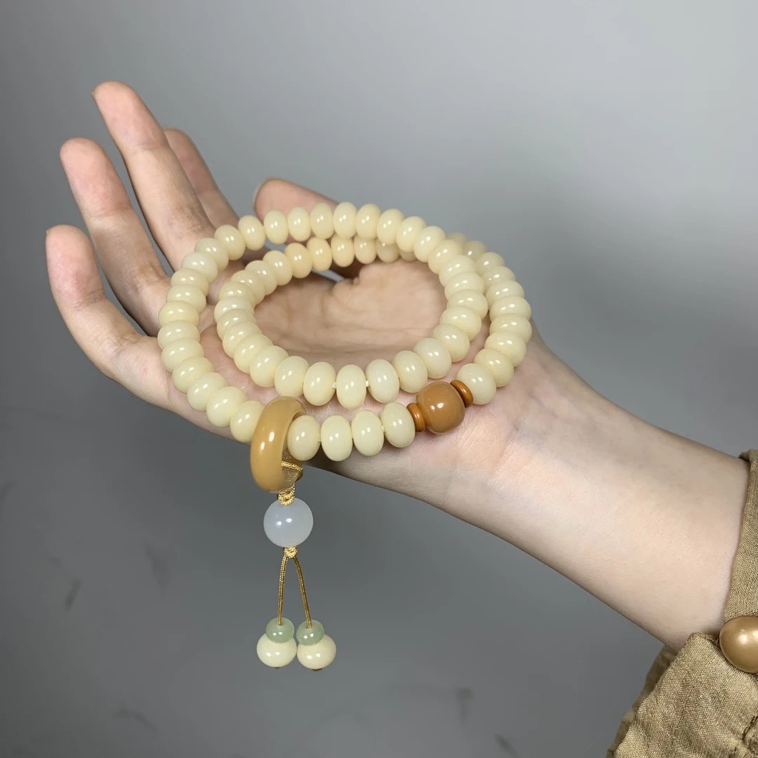 羊脂菩提双圈 原创手作 菩提手串手持