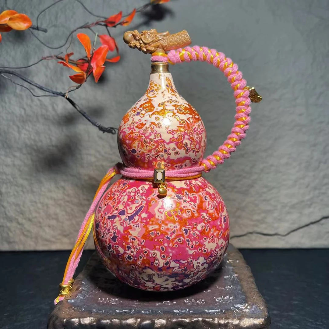 犀皮大漆高端酒葫芦文玩福禄摆件天然